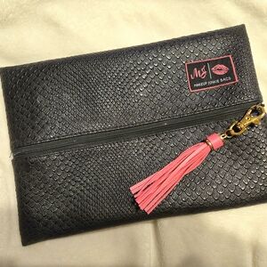 Black Cosmetic Bag with Pink Tassel